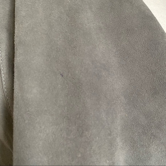 Vince Jacket Drape Collar Paper Weight Suede Biker Jacket in Grey, Medium - Picture 14 of 16